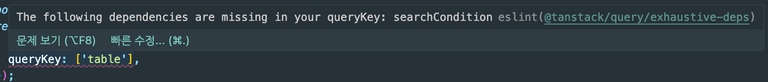 query eslint error