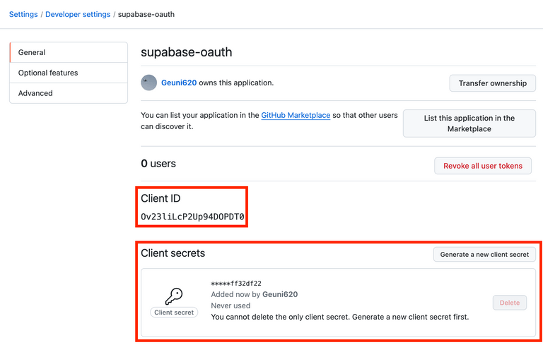 github settings oauth client
