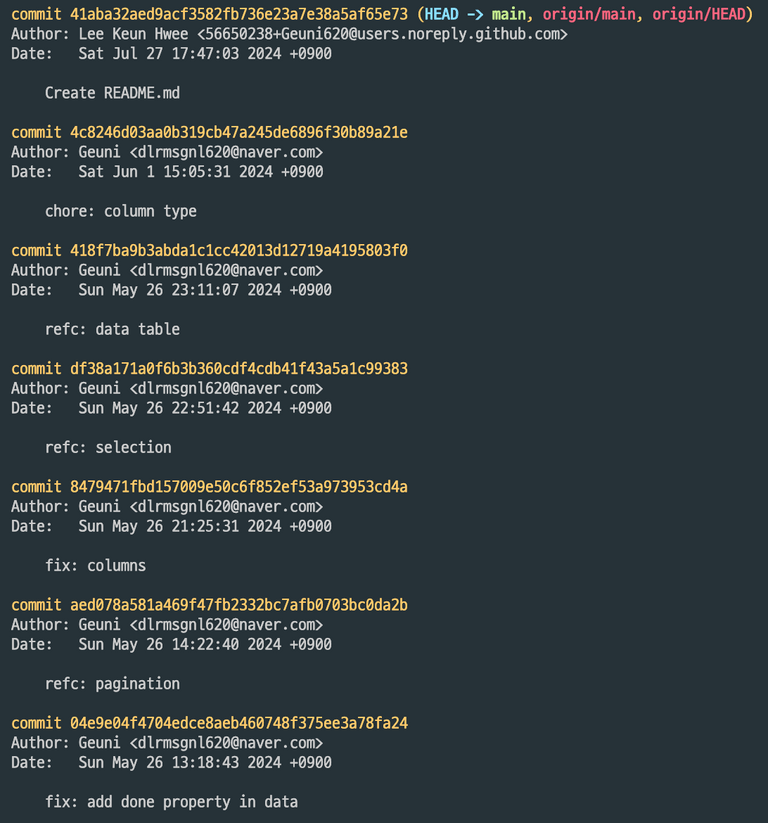 git log